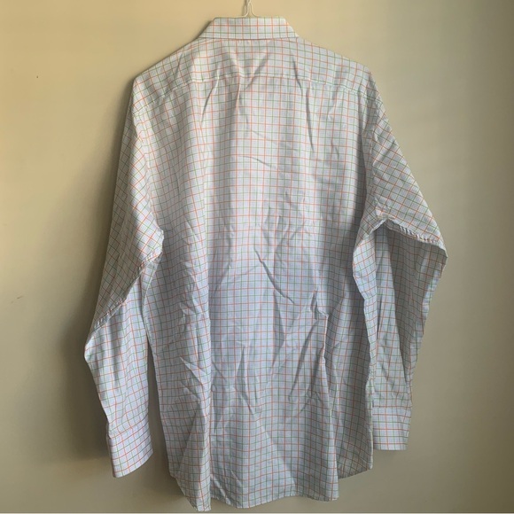 Jack Stone by Thomas Dean orange/white Men's Checkered dress Shirt size 2XL - Picture 3 of 4
